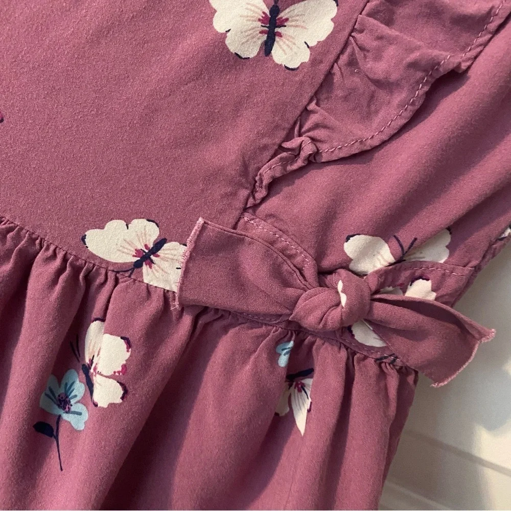 Carter's Purple Plum Ruffle Dress with Butterfly Floral Print Size 8